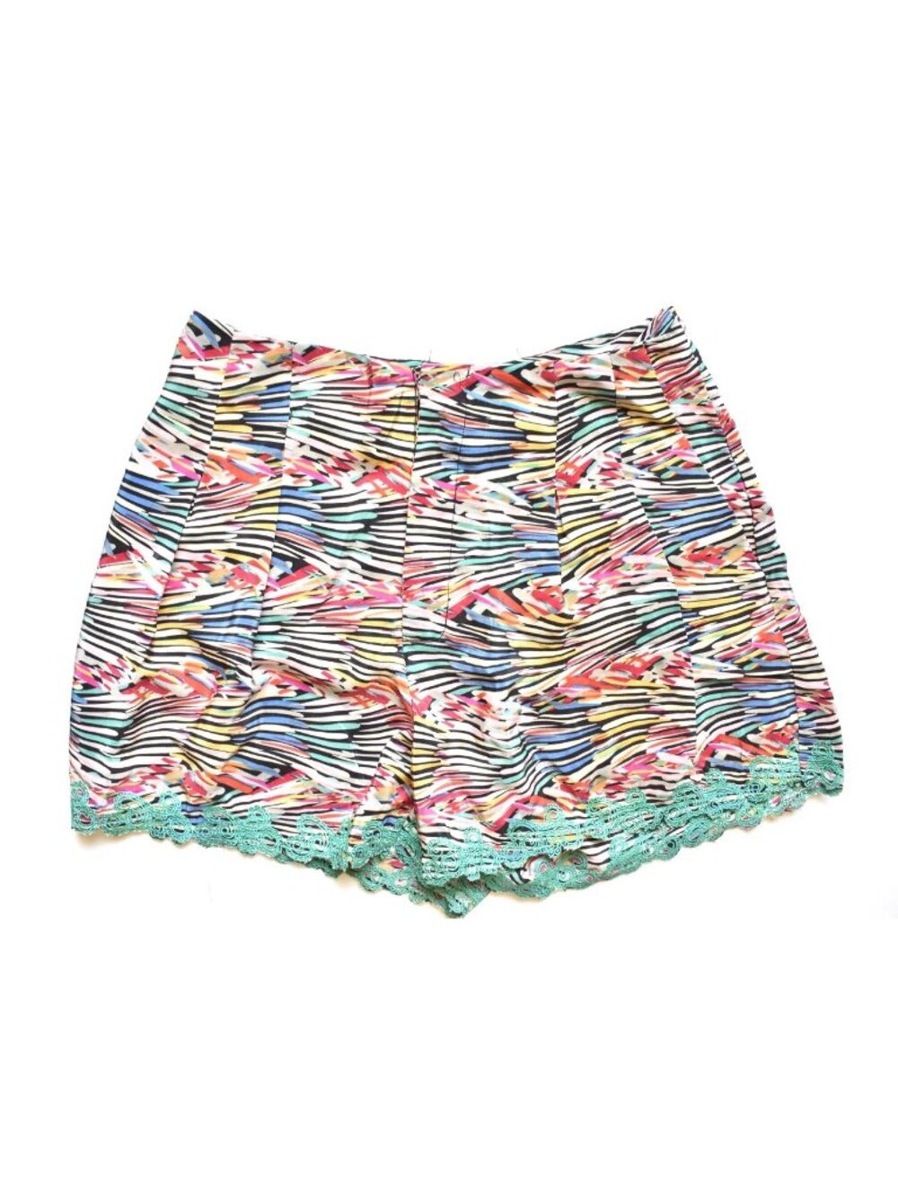 Gracia Mediterranean Summer Shorts Womens Medium High Waist Crochet Colorful